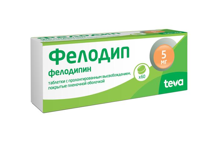 Изображение товара Фелодипин 5 мг таблетки пролонгированного действия для гипертензии и стенокардии, 60 шт