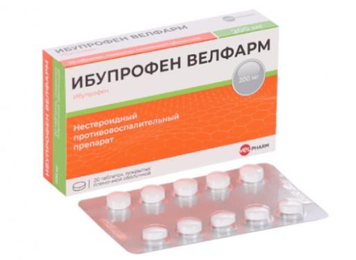 Изображение товара Ибупрофен велфарм таб п/об/пл 200мг №20 (Ибупрофен)