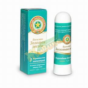 Изображение товара Золотая звезда бальзам карандаш для ингаляций 1,3 г №1 гвоздики камфора мята
