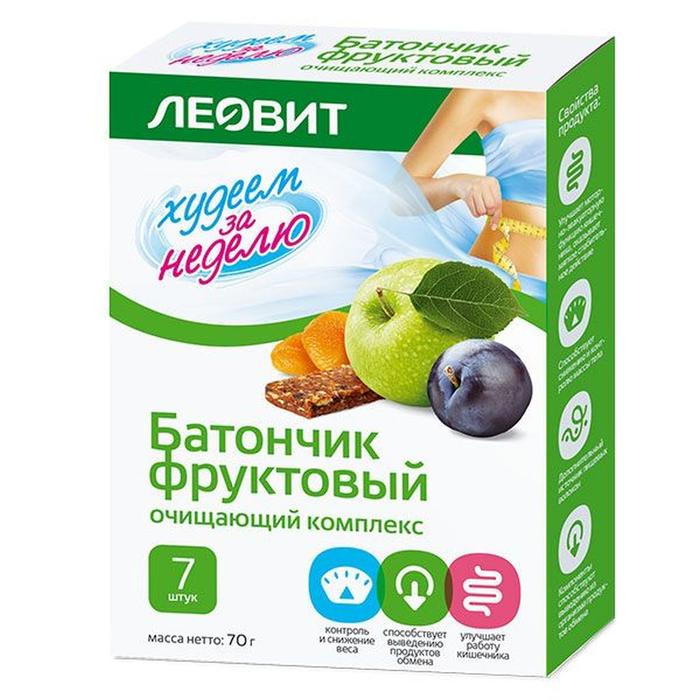 Изображение товара ЛЕОВИТ худеем за неделю батончик очищающий комплекс №7 фрукт полезный диетический продукт
