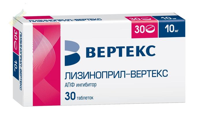 Изображение товара Лизиноприл-вертекс таб 10мг №30 (Лизиноприл)