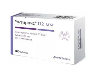 Изображение товара Эутирокс таблетки 112 мкг для лечения гипотиреоза и профилактики зоба