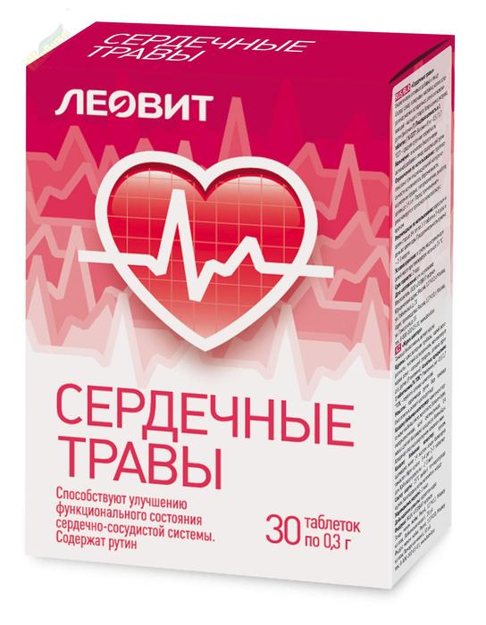 Изображение товара ЛЕОВИТ сердечные травы таб No30 - натуральный БАД для сердечно-сосудистой системы