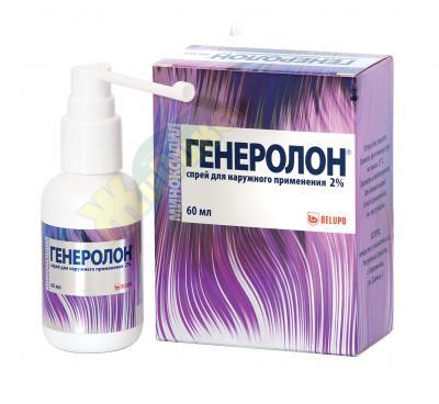 Изображение товара Генеролон спрей д/наруж.прим. 2% 60мл (Миноксидил)