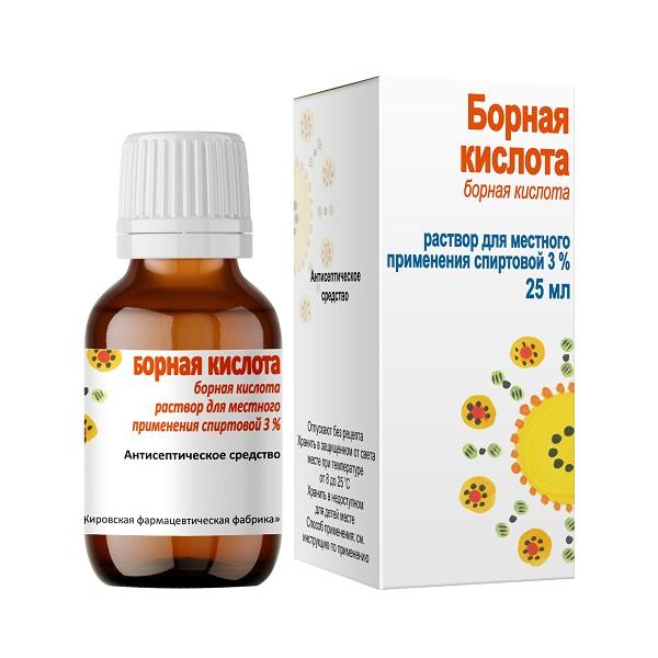 Изображение товара Борная кислота 3% раствор для ушей 25 мл Кировская ФФ