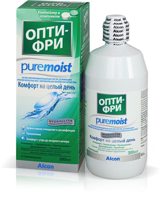Изображение товара ОПТИ ФРИ Пюр мойст раствор многофункциональный для очистки дезинфекции хранения контактных линз с контейнером 300мл (Opti Free PureMoist)