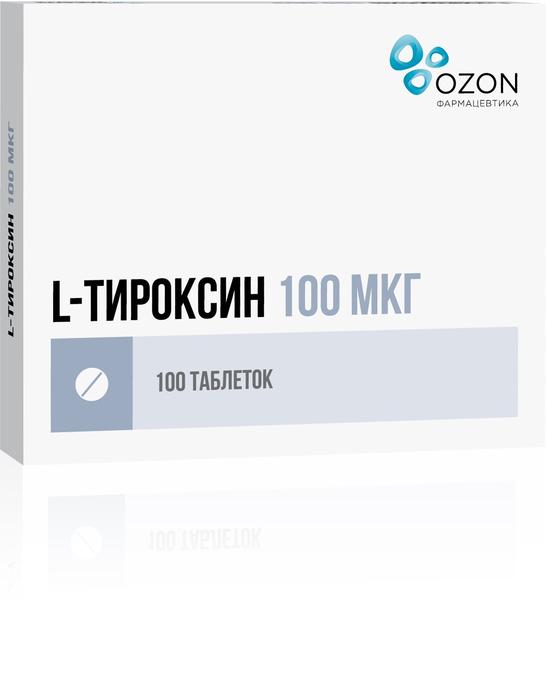Изображение товара Л-тироксин таблетированный препарат 100 мкг №100 для лечения щитовидной железы