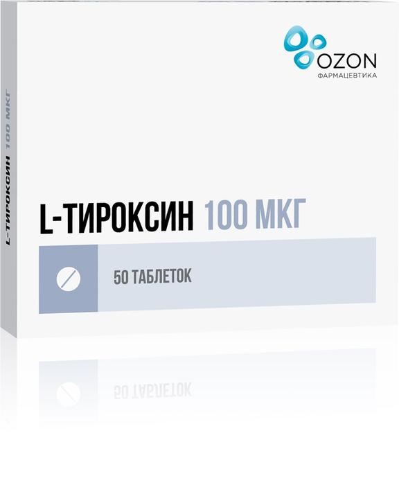 Изображение товара Л-тироксин таб 100мкг №50 для лечения заболеваний щитовидной железы