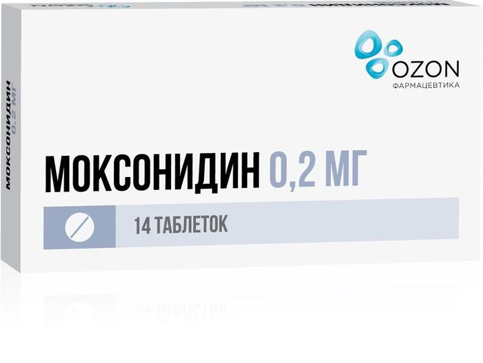 Изображение товара Моксонидин таб п/об/пл 0,2мг №14 /озон/ (Моксонидин)