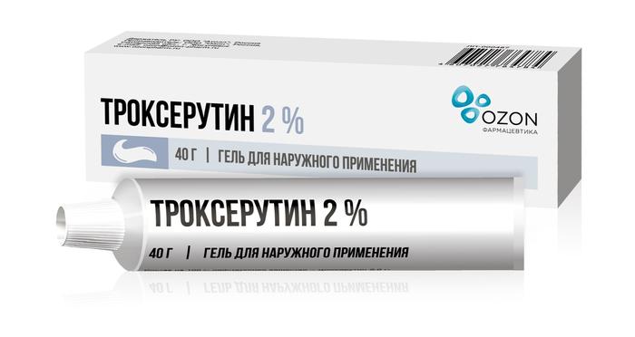Изображение товара Троксерутин гель д/наруж.прим. 2% 40г туба /озон/ (Троксерутин)