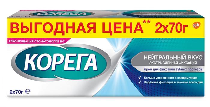 Изображение товара Крем для фиксации зубных протезов Corega №2 70 г нейтральный вкус надежная фиксация