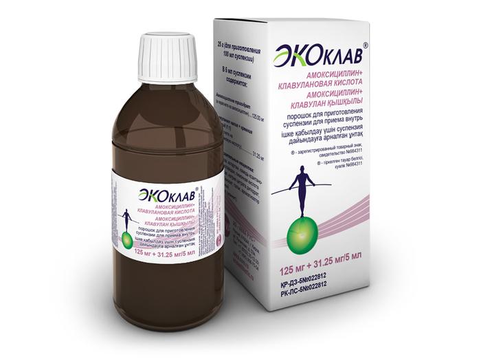 Изображение товара Экоклав пор-к д/сусп. д/прием внутрь 125мг + 31,25мг/5мл фл 25г