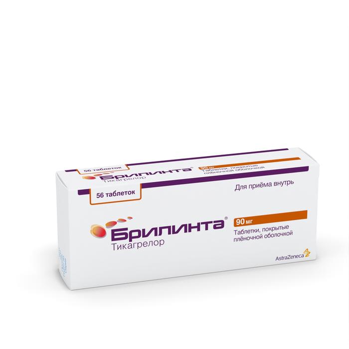 Изображение товара Брилинта тикагрелор 90мг №56 таблетки покрытые оболочкой