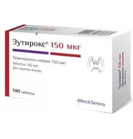 Изображение товара Эутирокс таблетки 150 мкг №100 для лечения щитовидной железы