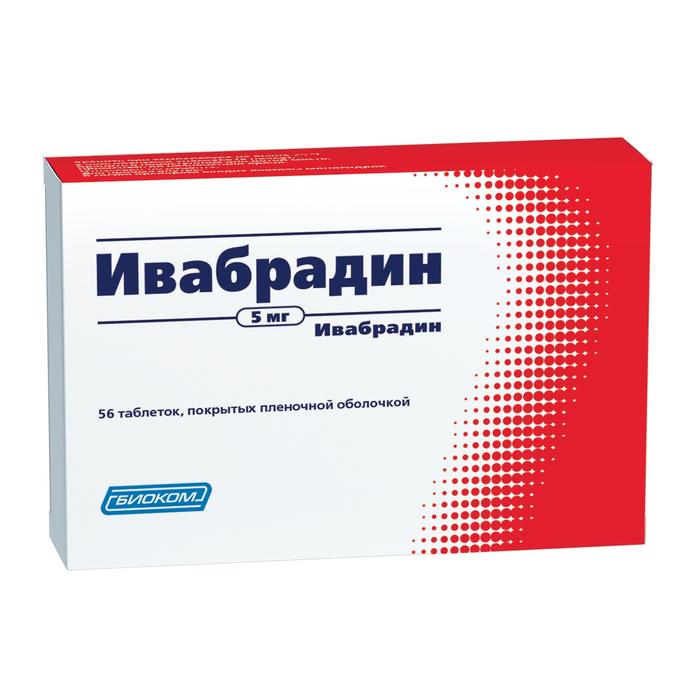 Изображение товара Ивабрадин таб п/об/пл 5мг №56 /биоком/ (Ивабрадин)