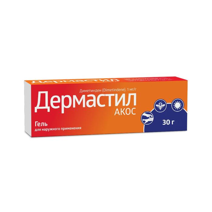 Изображение товара Дермастил акос гель д/наруж.прим. 1мг/г 30г туба (Диметинден)
