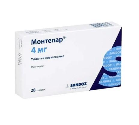 Изображение товара Монтелар жевательные таблетки 4 мг для профилактики астмы и аллергического ринита