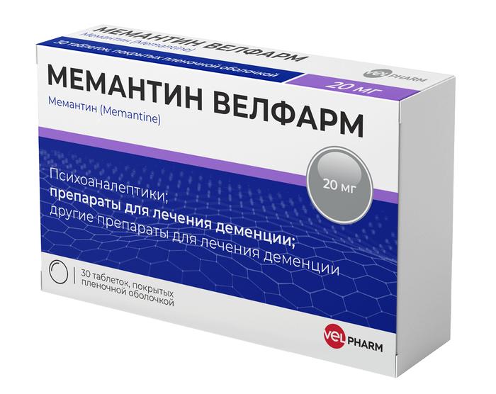 Изображение товара Мемантин велфарм таб п/об/пл 20мг №30 (Мемантин)