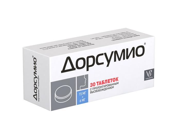 Изображение товара Дорсумио таблетки 30 шт для боли и мышечных спазмов 15 мг + 6 мг