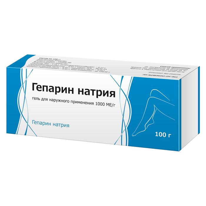 Изображение товара Гепарин натрия гель 1000 МЕ/г 100 г туба для наружного применения