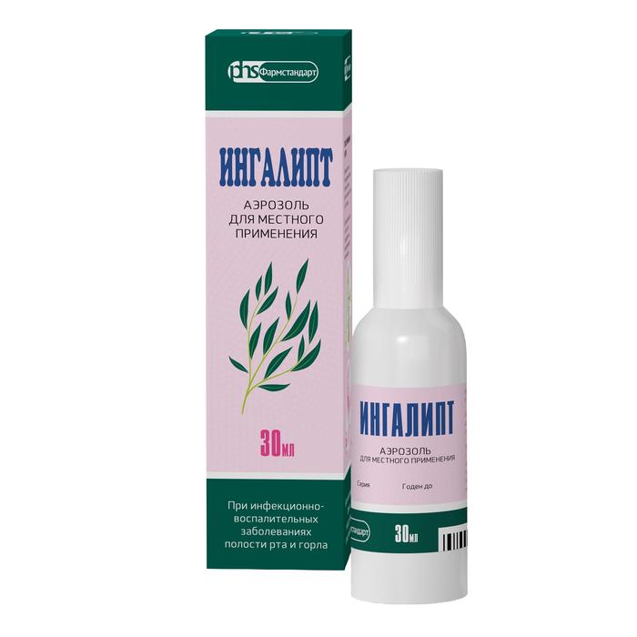 Изображение товара Ингалипт аэр. 30мл фл /фармстандарт/ (Мяты масло + Сульфаниламид + Сульфати)
