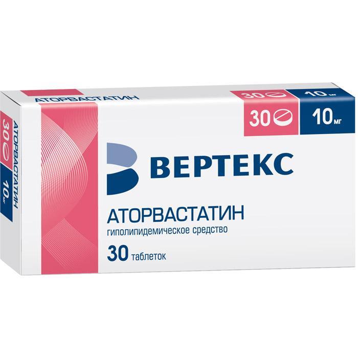 Изображение товара Аторвастатин-вертекс таб п/об/пл 10мг №30 (Аторвастатин)