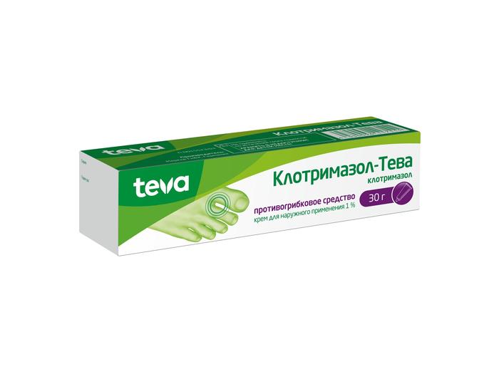 Изображение товара Клотримазол-тева крем 1% 30 г — противогрибковое средство для кожи