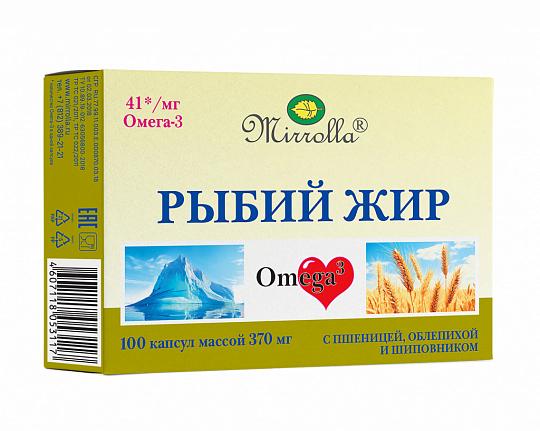 Изображение товара МИРРОЛЛА Рыбий жир капс. 370мг №100 облепиха/шиповник/зародыши пшеницы