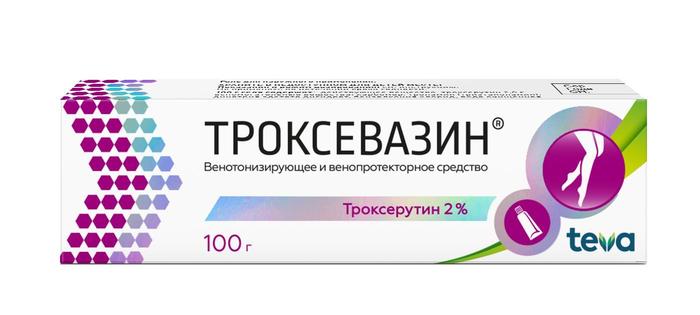 Изображение товара Троксевазин гель 2% 100 г для лечения варикоза и сосудистых заболеваний ног