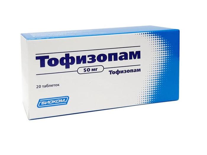 Изображение товара Тофизопам 50 мг таблетки №20 или 60 для лечения тревожных расстройств и абстиненции