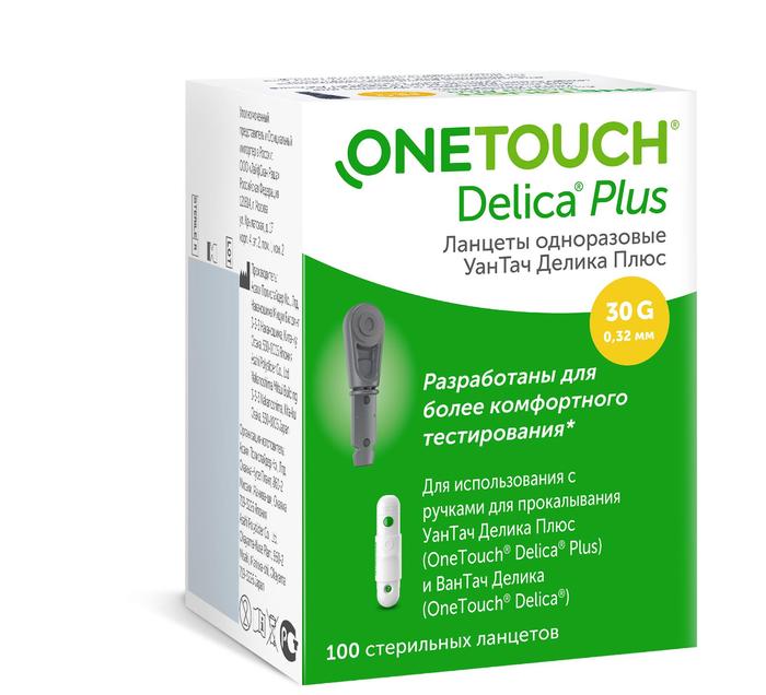Изображение товара УАН ТАЧ Делика плюс ланцеты 0,32мм 30g №100 (One Touch Delica Plus)