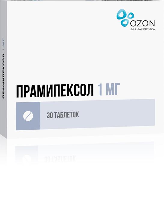 Изображение товара Прамипексол таблетки 1мг для лечения болезни Паркинсона и синдрома беспокойных ног 30 шт