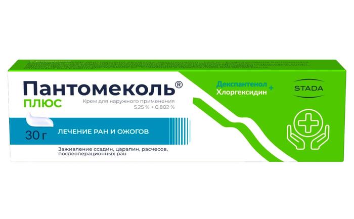 Изображение товара Пантомеколь плюс крем д/наруж.прим. 5,25% + 0,802% 30г туба (Декспантенол + Хлоргексидин)