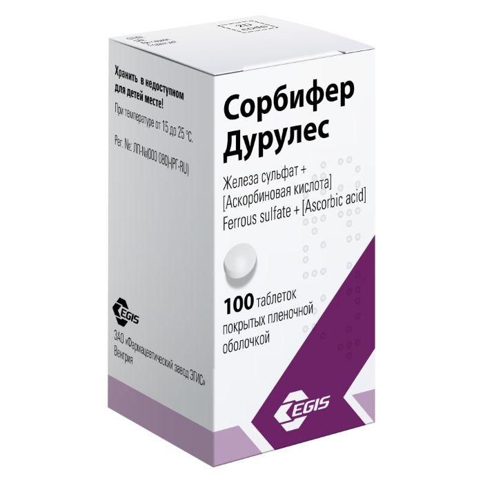Изображение товара Сорбифер дурулес таблетки покрытые 100 шт железо + витамин C