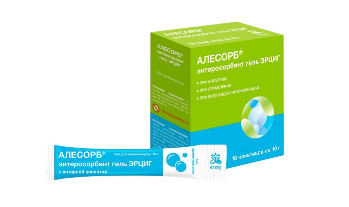 Изображение товара Алесорб Энтеросорбент гель Эрциг с янтарной кислотой 10г стики №18