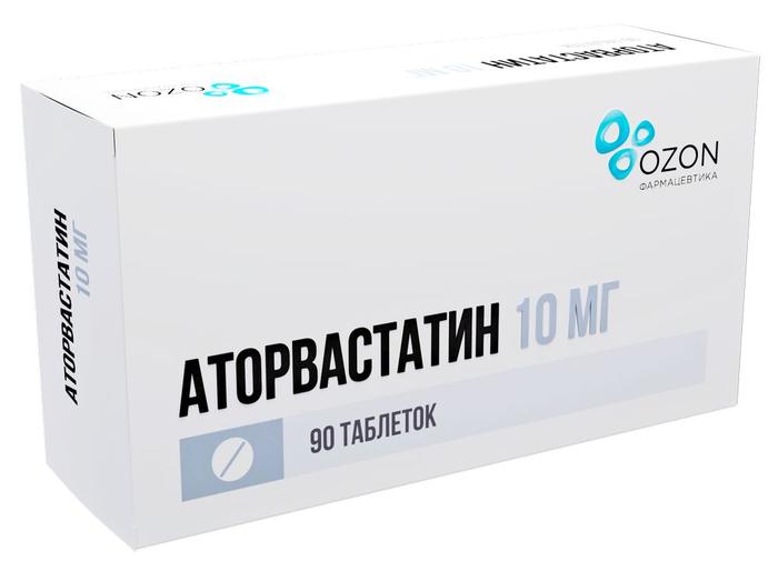 Изображение товара Аторвастатин таб п/об/пл 10мг №90 /озон/ (аторвастатин)