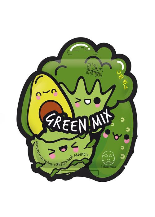 Изображение товара ЭЛЬ СКИН маска-коктейль тканевая зеленый микс es-980 (El'skin)