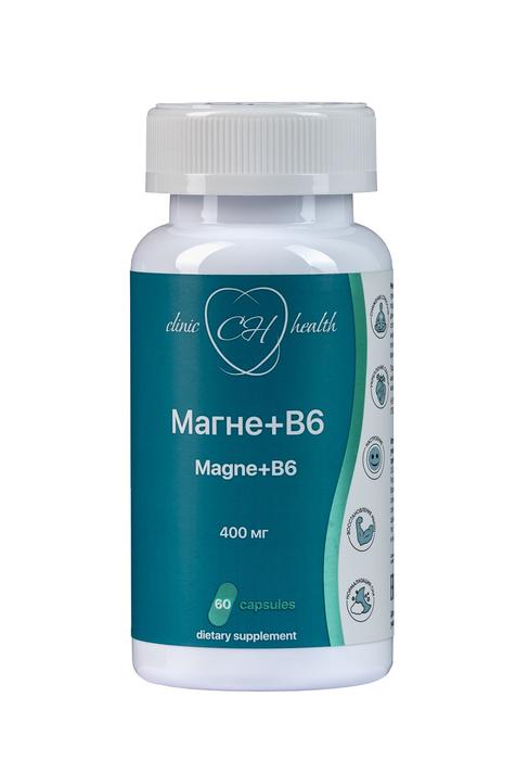 Изображение товара КЛИНИК ХЕЛС Магне + В6 капс. 400мг №60 - БАД для здоровья