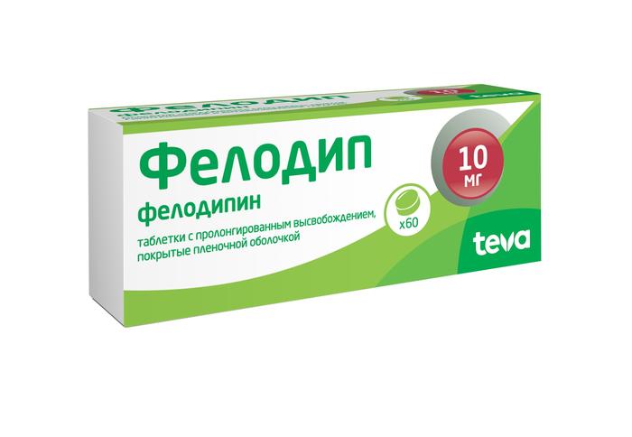 Изображение товара Фелодип таб пролонг.высв. п/об/пл 10мг №60 (Фелодипин)