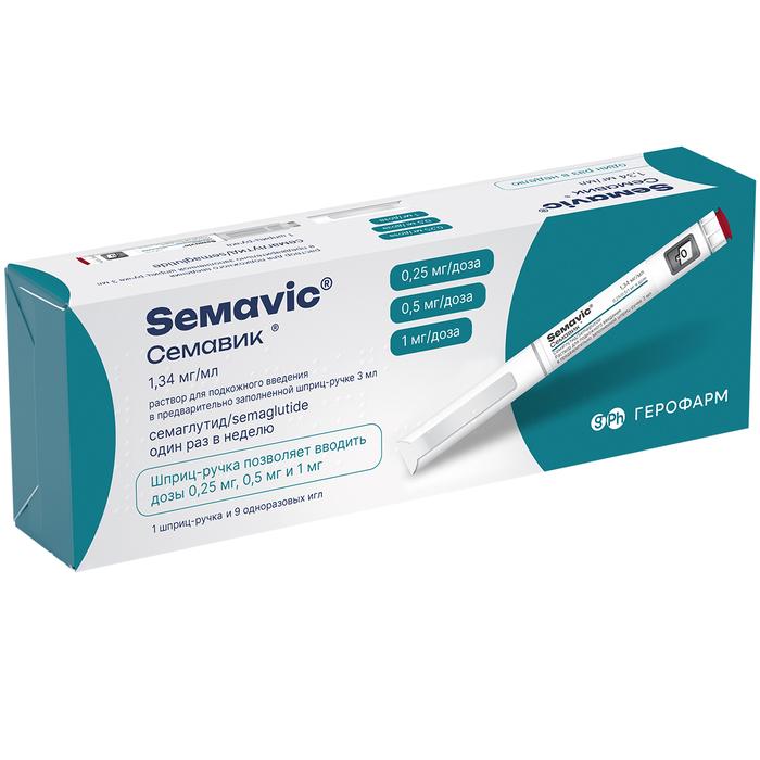 Изображение товара Семавик шприц ручка 0,25/0,5/1мг 3мл для лечения диабета