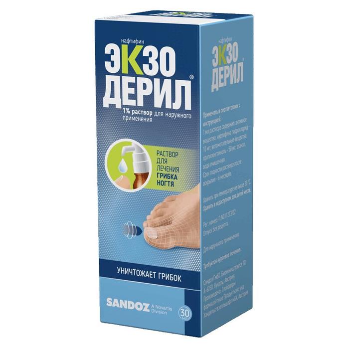 Изображение товара Экзодерил раствор 1% 30 мл для лечения грибковых инфекций кожи и ногтей