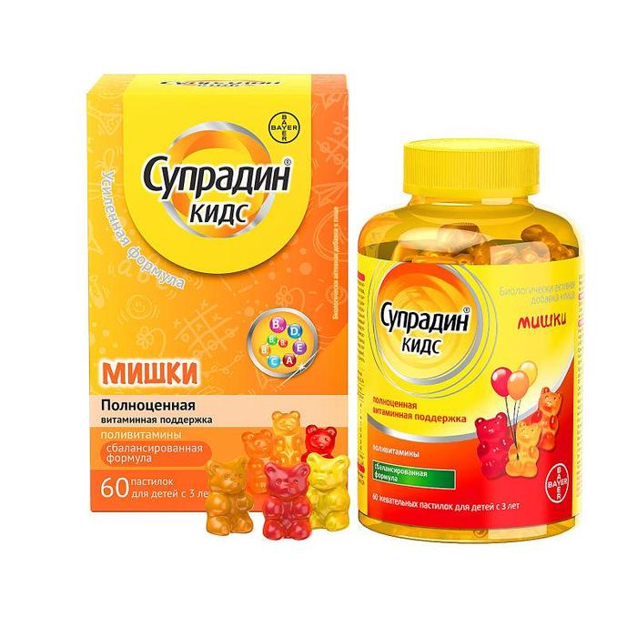 Изображение товара СУПРАДИН Кидс мишки жевательные пастилки для детей 60 шт