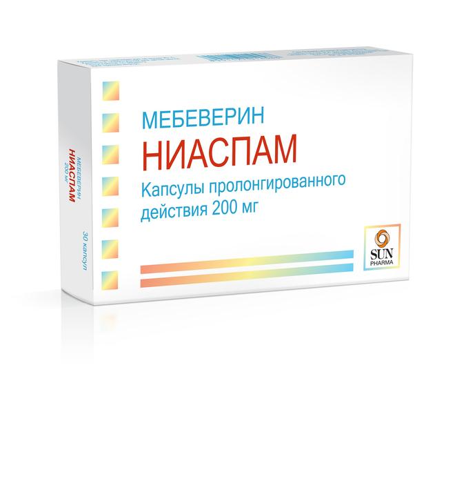 Изображение товара Ниаспам капсулы пролонг 200мг №30 Мебеверин для спазмов ЖКТ