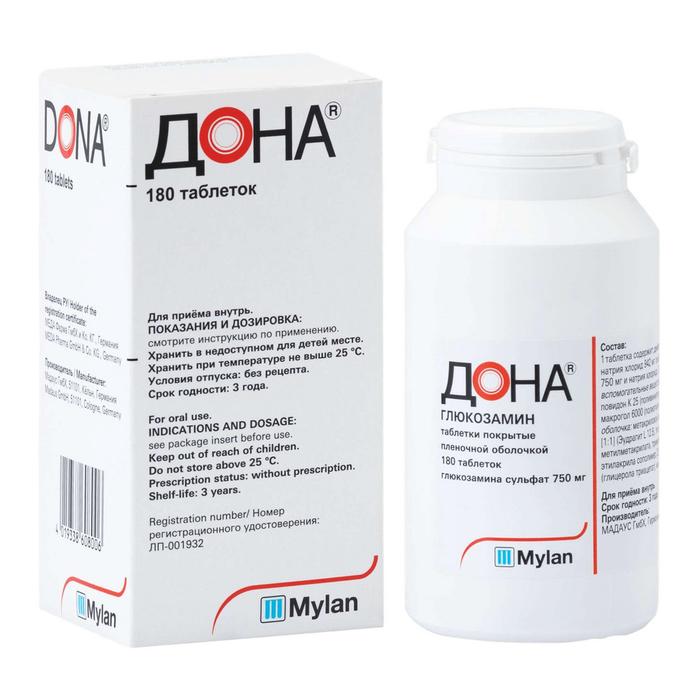 Изображение товара Дона таблетки с глюкозамином 750мг №180 для суставов