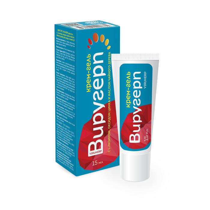 Изображение товара Виругерп крем-гель для губ с L-лизином и маслом чайного дерева 15мл