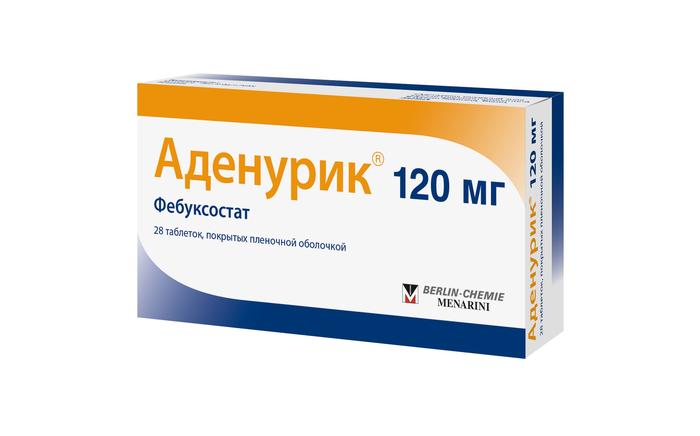 Изображение товара Аденурик 120 мг таблетки для лечения гиперурикемии и подагры