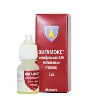 Изображение товара Вигамокс капли глазные 0,5% 5мл фл-кап. (Моксифлоксацин)