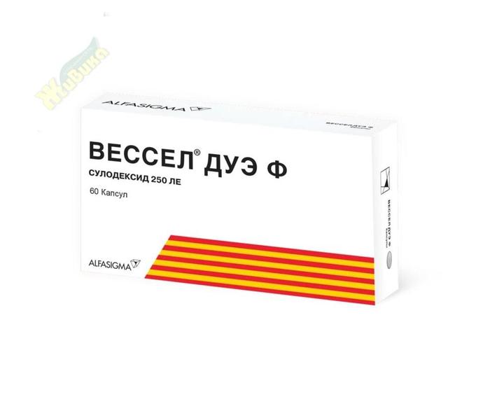 Изображение товара Вессел дуэ ф капс. 250ед №60 для лечения ангиопатий и тромбообразования