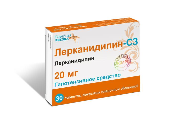 Изображение товара Лерканидипин-сз таб п/об/пл 20мг №30 для лечения гипертензии