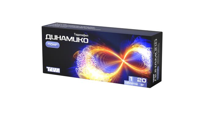 Изображение товара Таблетки Динамико Лонг по 20 мг для лечения эректильной дисфункции и симптомов гиперплазии